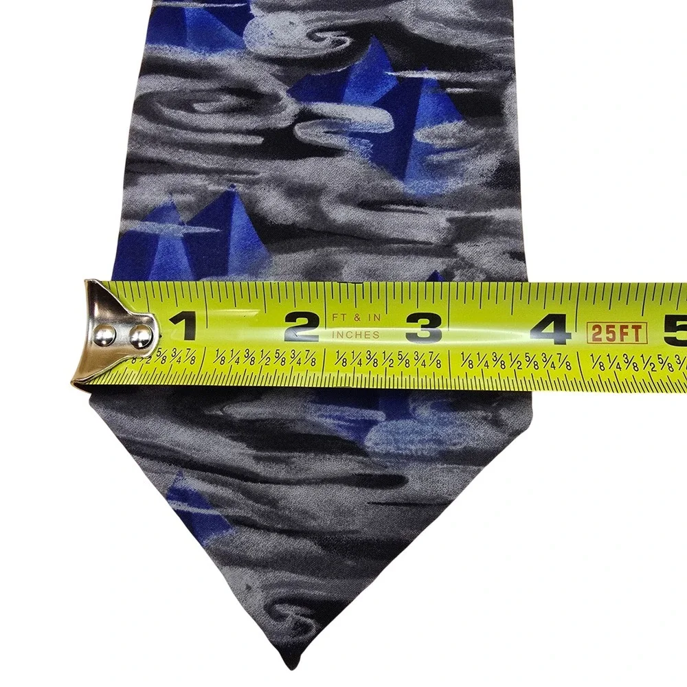Grateful Dead Great Pyramid First Set Silk Necktie‎ Blue Grey Abstract Vintage